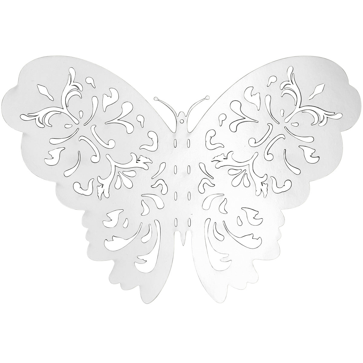 Silver Butterflies Wall Decorations Set - Floral Hollow Design