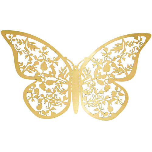Gold Butterflies Wall Decorations Set - Floral & Leaves Hollow Design