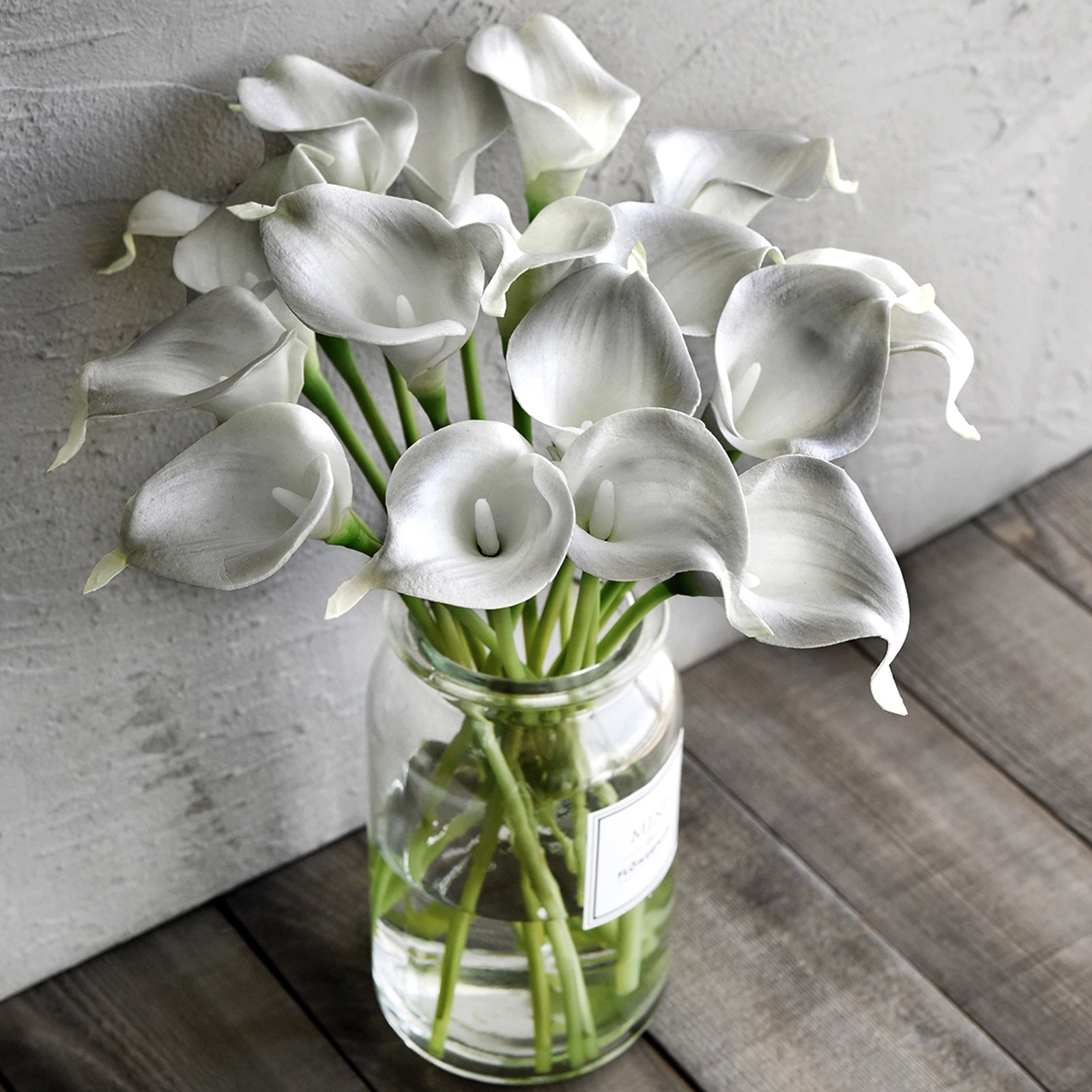 Light Grey Real Touch Calla Lilies Artificial Flower Bouquet 10 Stems