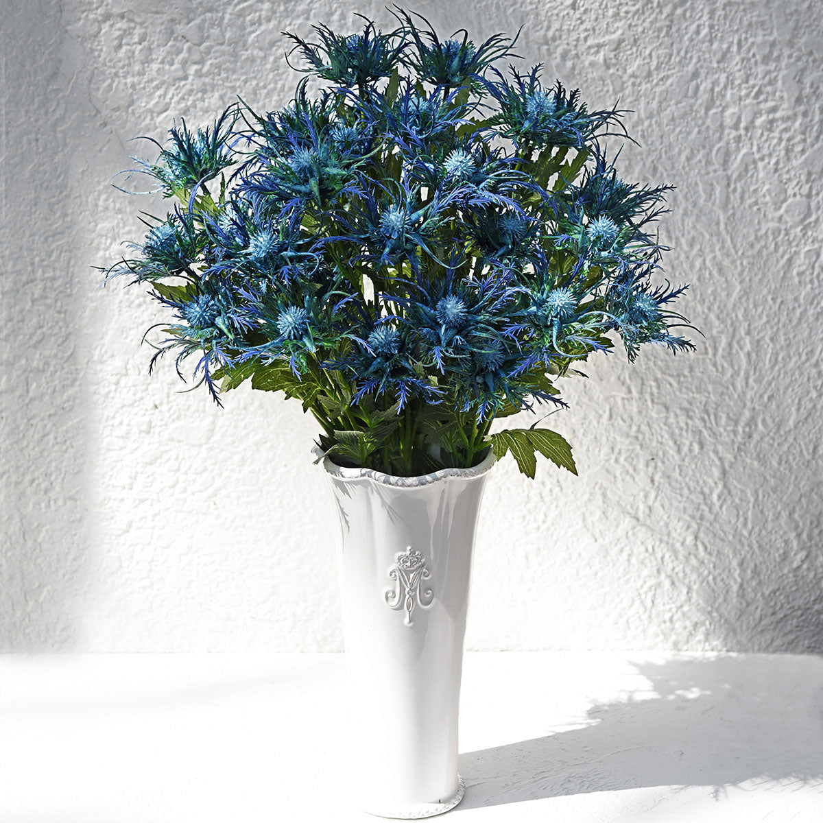 Real Size Artificial Real Touch Eryngium (Sea Holly) Big Blue Thistles (8 Stems)