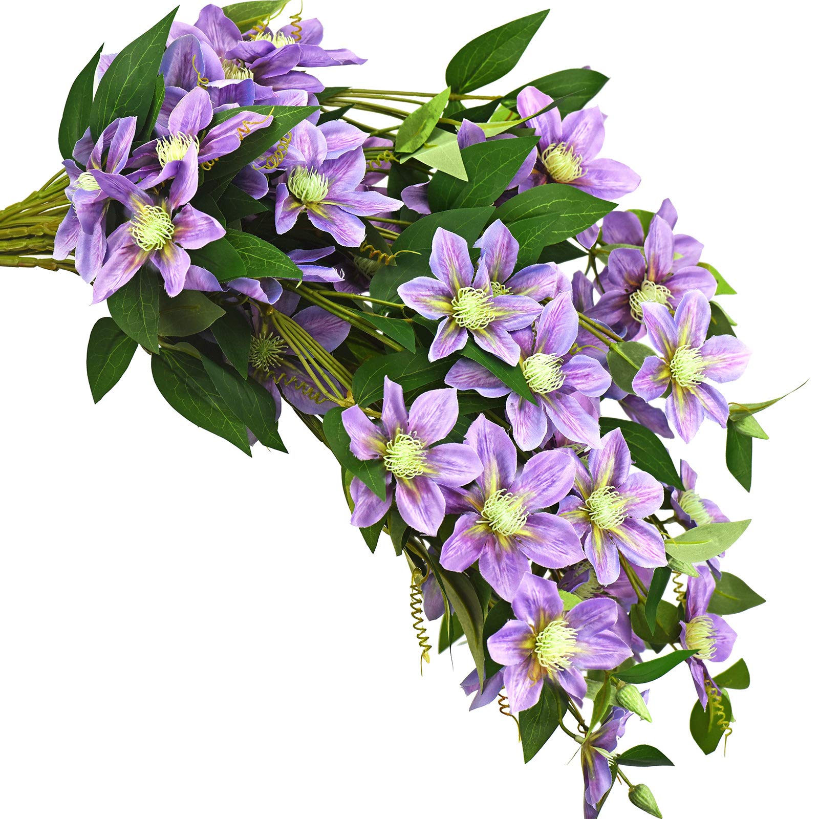 FiveSeasonStuff 6 Stems Artificial Plant Clematis Flowers Vine Kitchen Garden Party Decoration (Blue Violet)