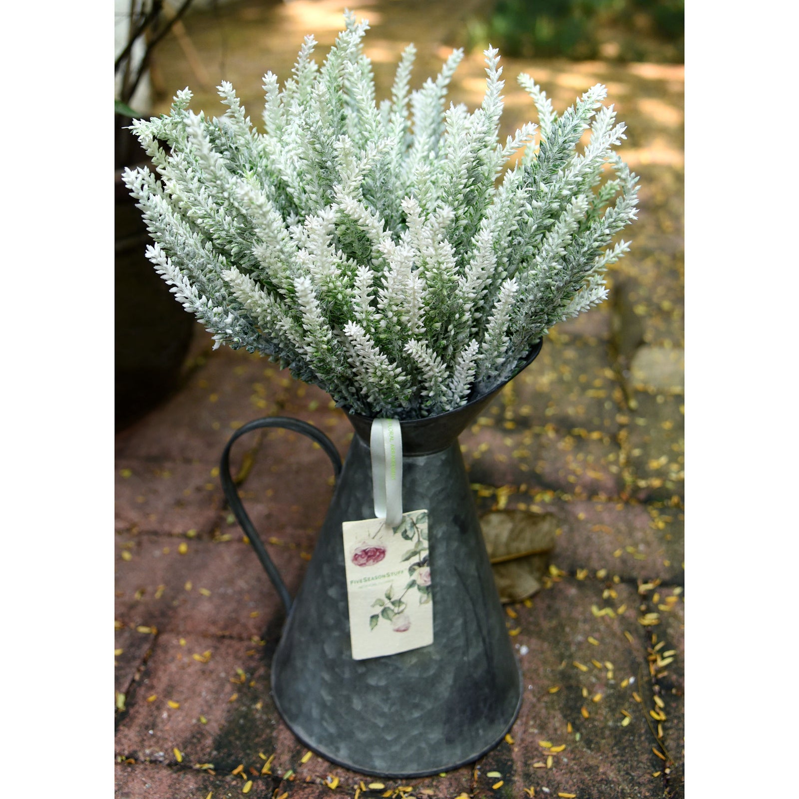Artificial Flocked White Lavender Flowers & Bouquets 10 Bundles