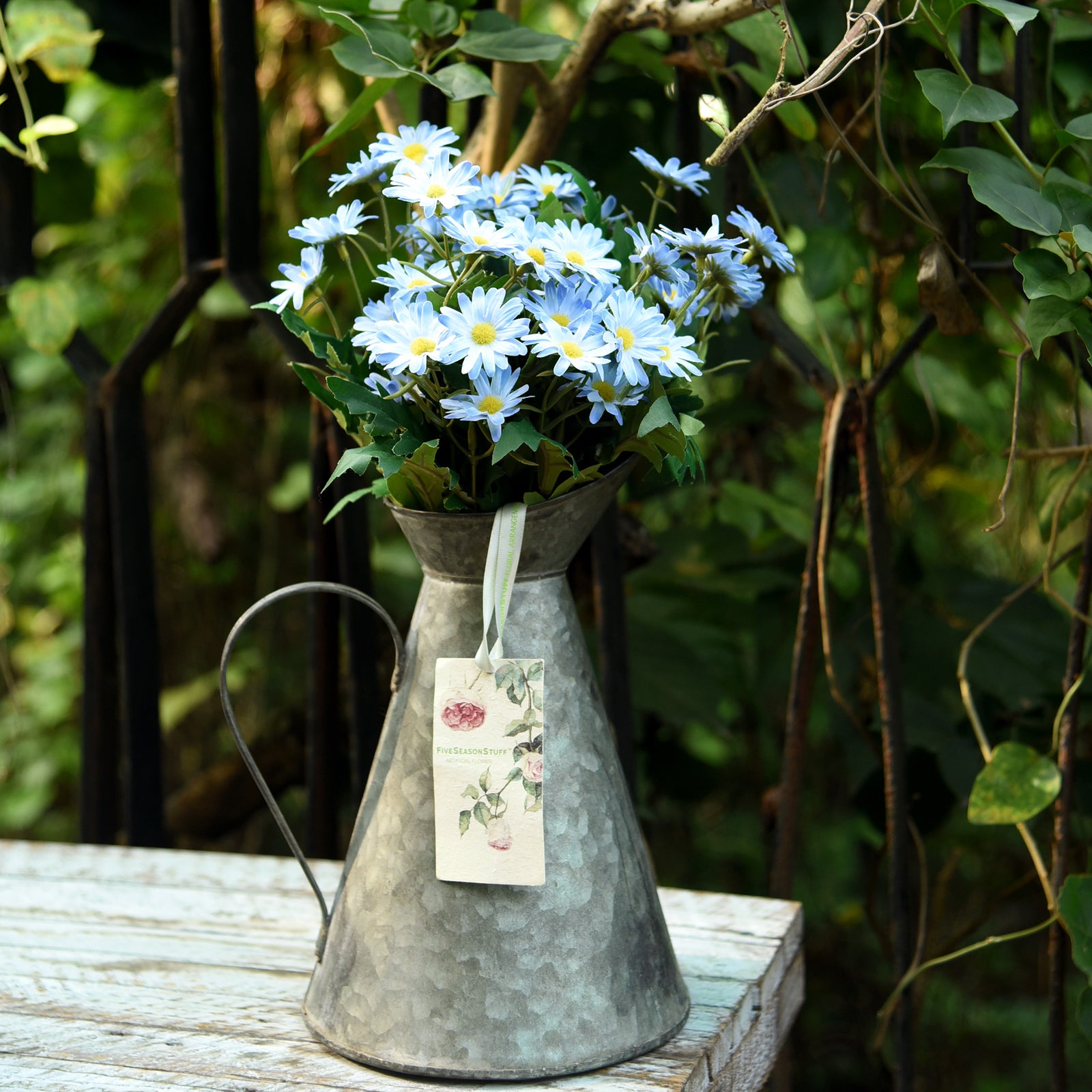 Daisy Silk Flowers Outdoor Artificial Flowers Arrangements (Lake Blue) 2 Bunches