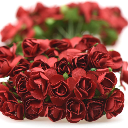 144 Pcs Mini Paper Rose Flowers (Red)