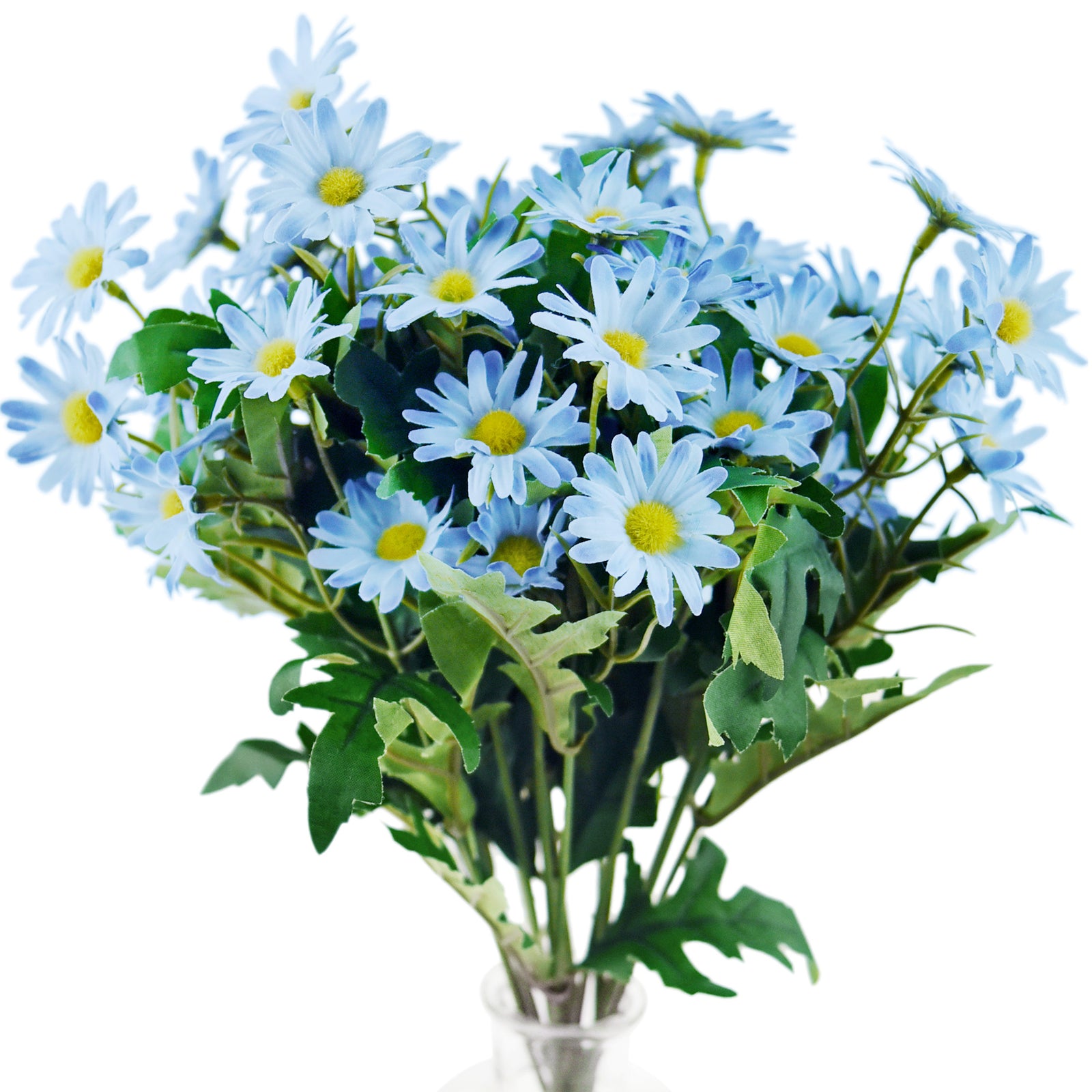 4 Pack  11 Baby Blue Artificial Daisy Flower Bushes Silk Flowers Bou