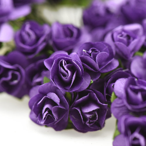 144 Pcs Mini Paper Rose Flowers (Purple)