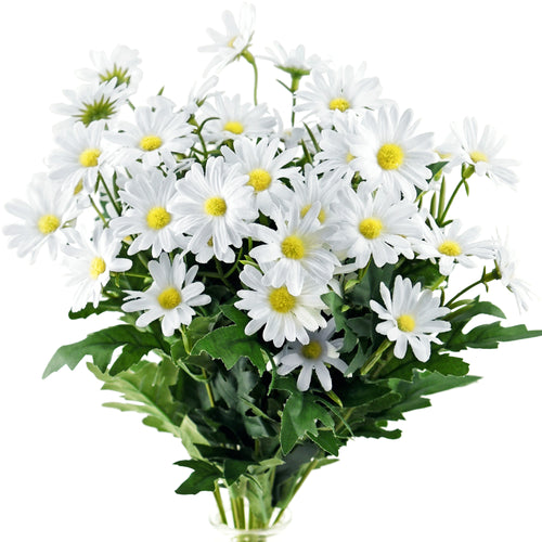 Daisy Silk Flowers Outdoor Artificial Flowers Arrangements (Simply White) 2 Bunches