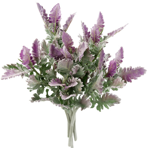 6 Stems 14.5inches Dusty Miller Artificial Greenery Bush Plants for Wedding Flower Fillers DIY Bouquets and Floral Arrangements
