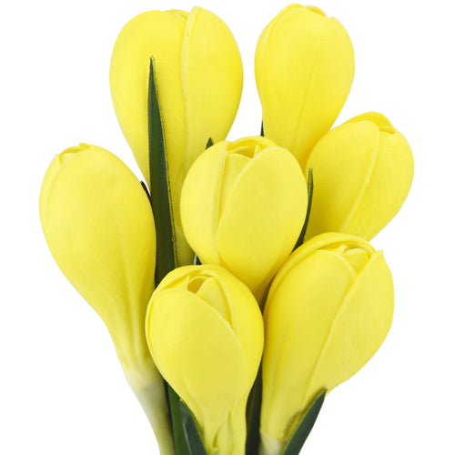 7 Stems (Yellow) Realistic Artificial Saffron Crocus Flowers