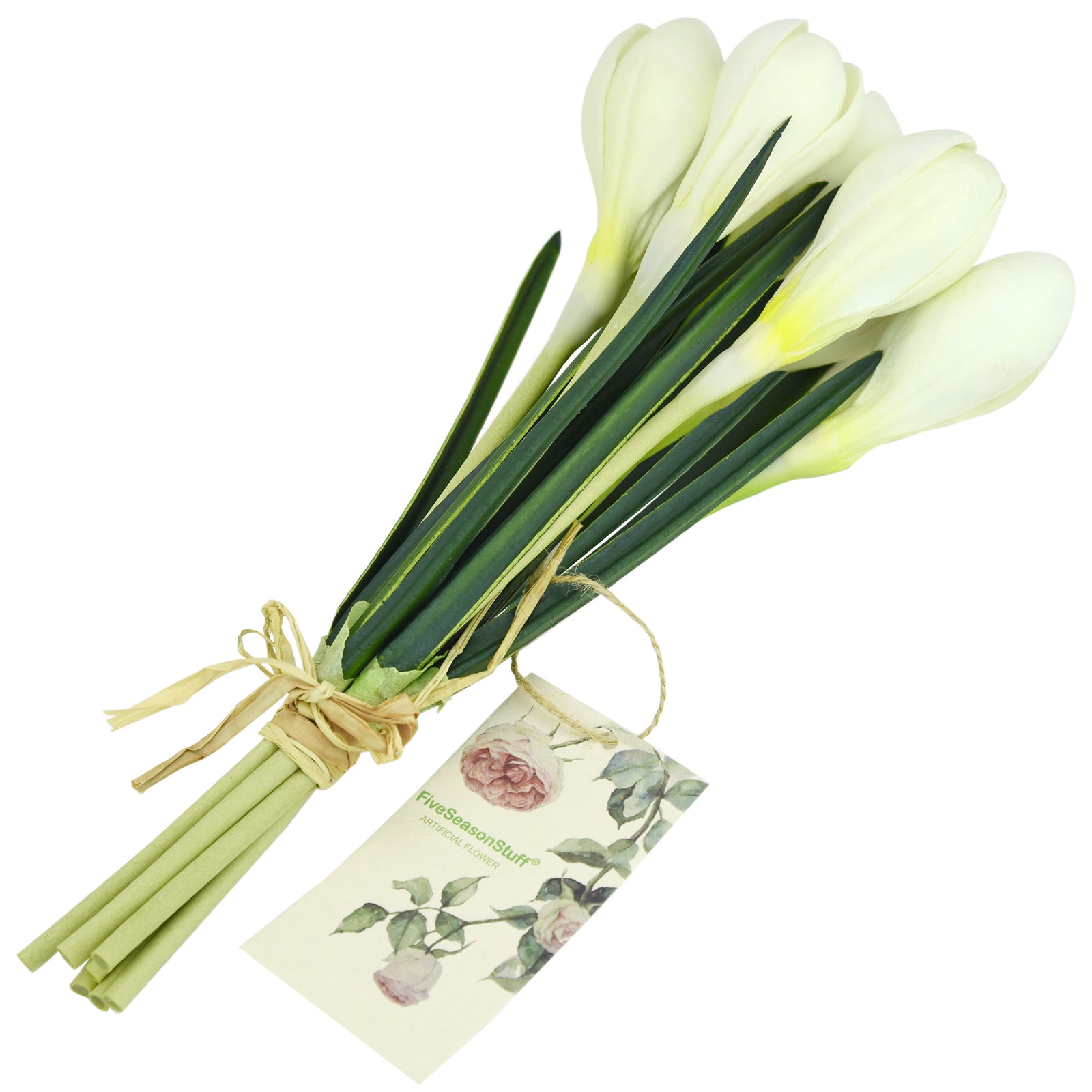 7 Stems (White) Realistic Artificial Saffron Crocus Flowers