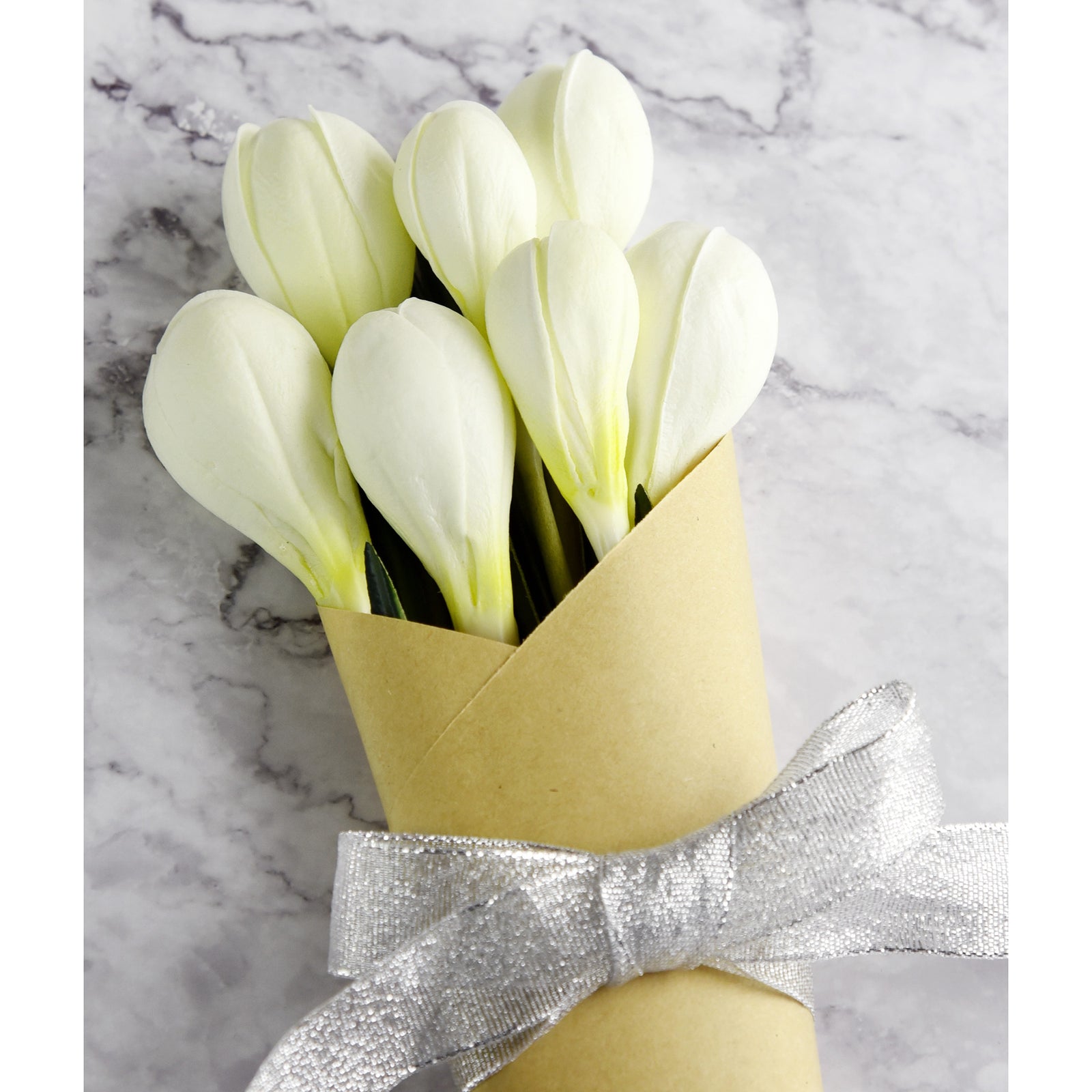 7 Stems (White) Realistic Artificial Saffron Crocus Flowers