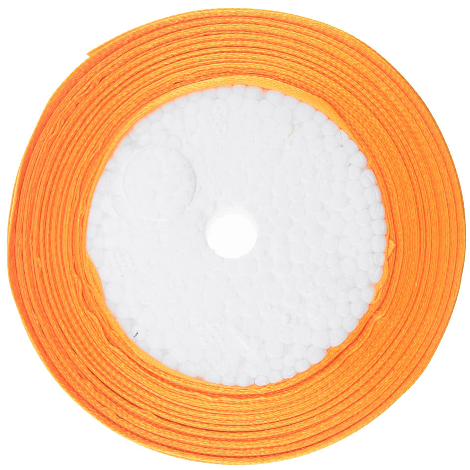 10mm Orange Single Sided Satin Ribbon