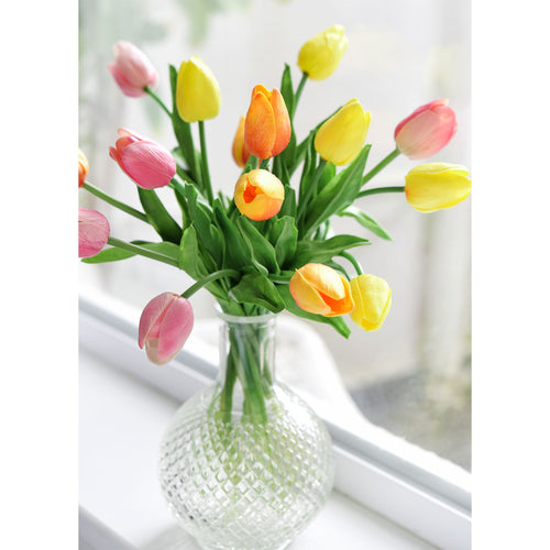 15 Stems Festive Bloom Real Touch Tulips Artificial Flowers Gift Boxed