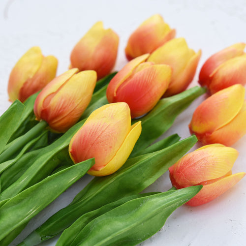 Sunset Real Touch Tulips Artificial Flowers Bouquet 10 Stems