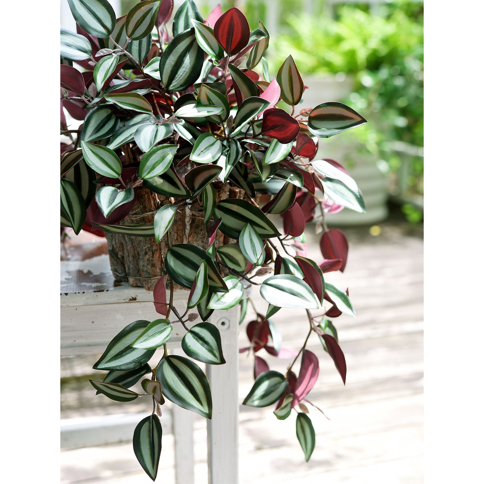 FiveSeasonStuff Real Touch Artificial Hanging Foliage Plant Tradescantia Zebrina House Plants 2 Stems