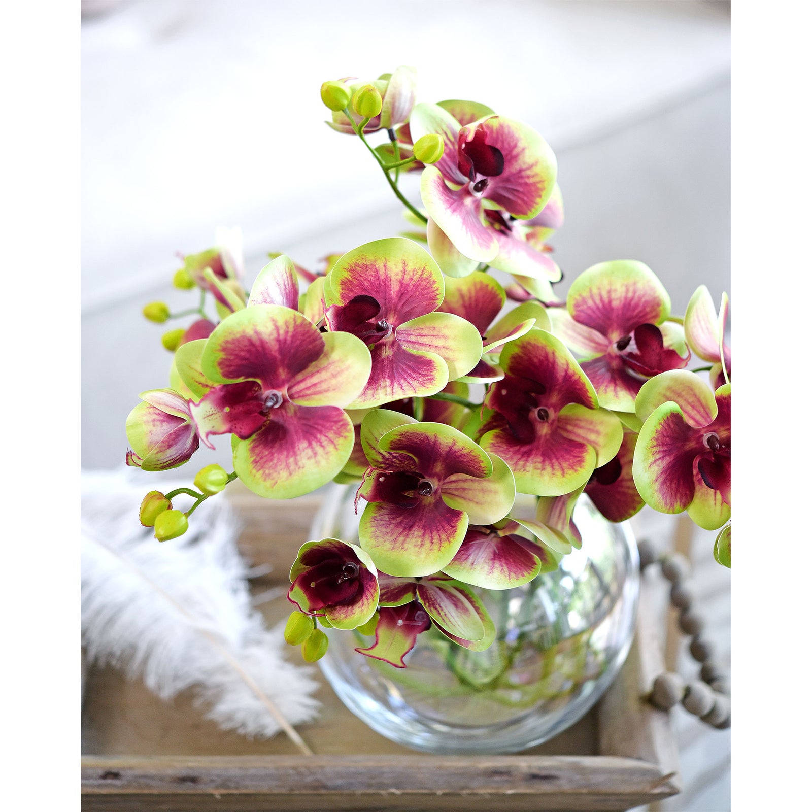 Blush Berry Apple 2 Stems Real Touch Artificial Butterfly Orchids/Moth Orchid/Phalaenopsis Flowers 27.6" Tall 70cm