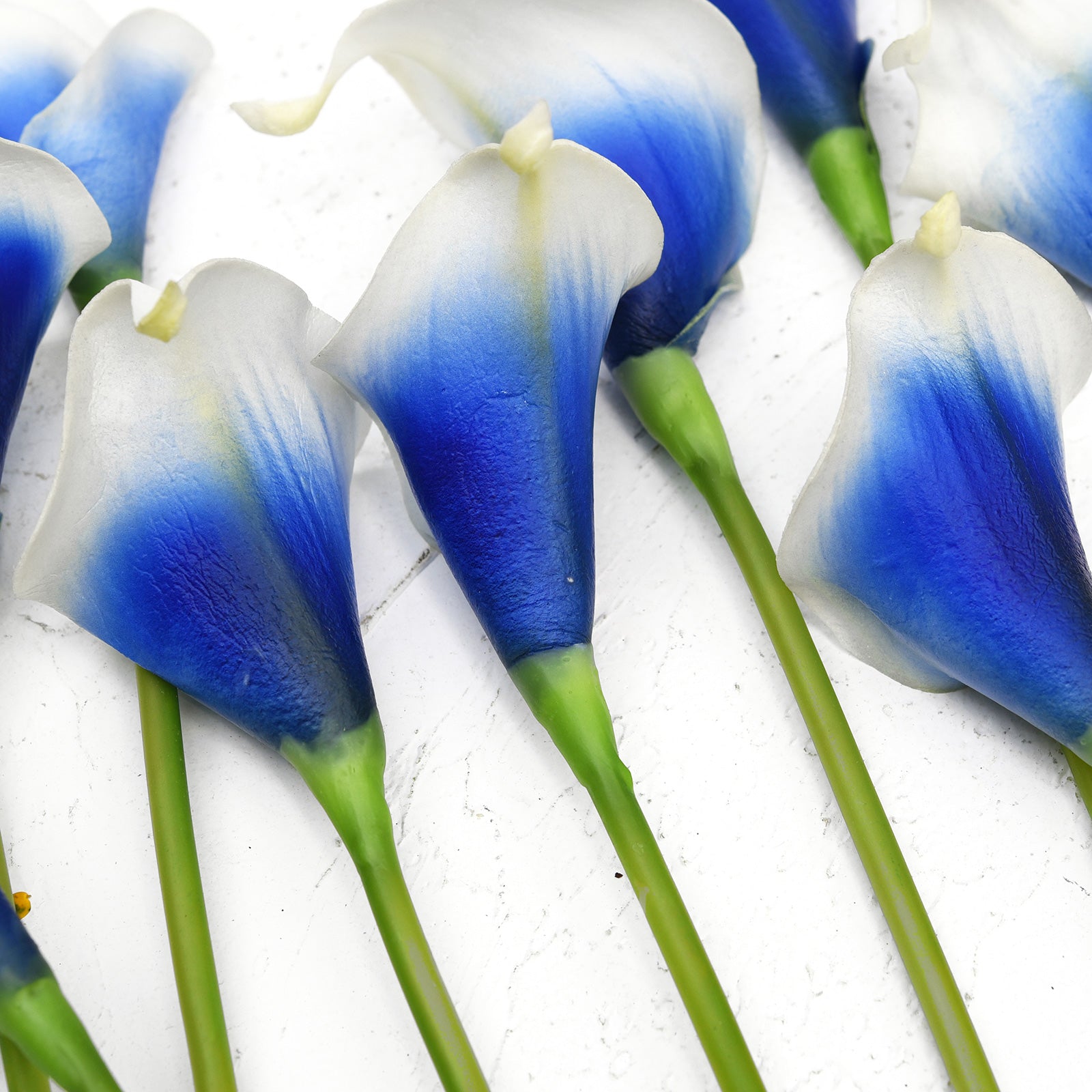 Real Touch Calla Lilies Artificial Flower Bouquet 10 Stems (Silk White & Abyss Blue)