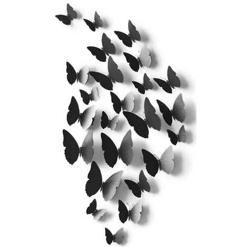 Black Butterflies Decorations with Magnet 24 Pieces
