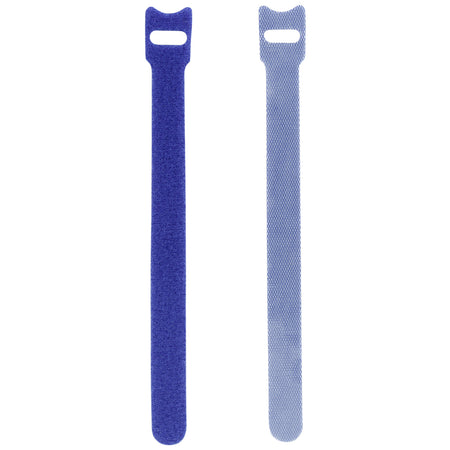 Displaying of two upright blue nylon cable ties  