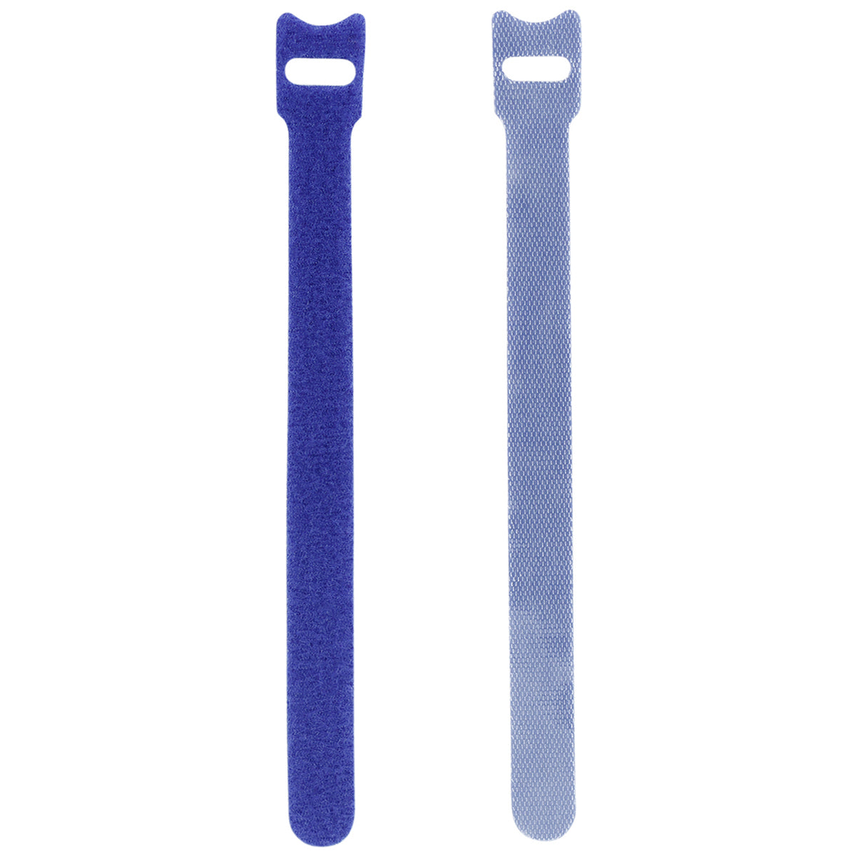 Displaying of two upright blue nylon cable ties  