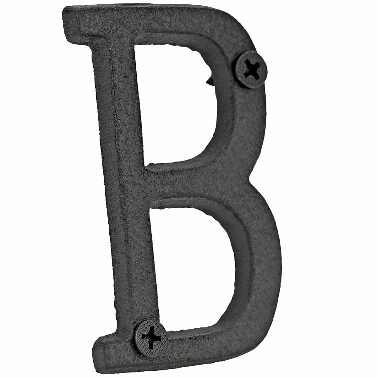 A cast iron house letter sign ‘B’ with white background 