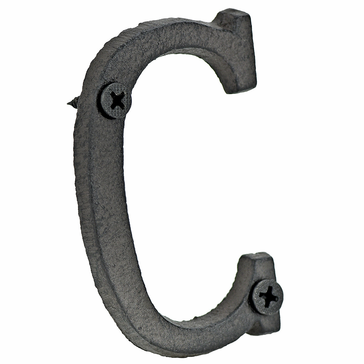 A cast iron house letter sign ‘C’ with white background 