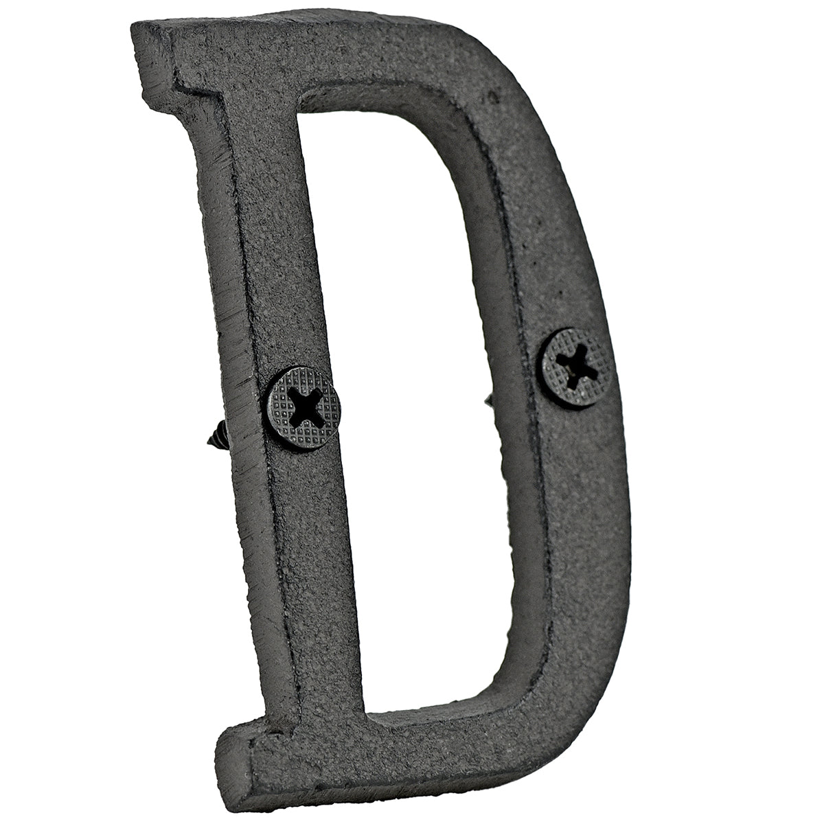A cast iron house letter sign ‘D’ with white background 