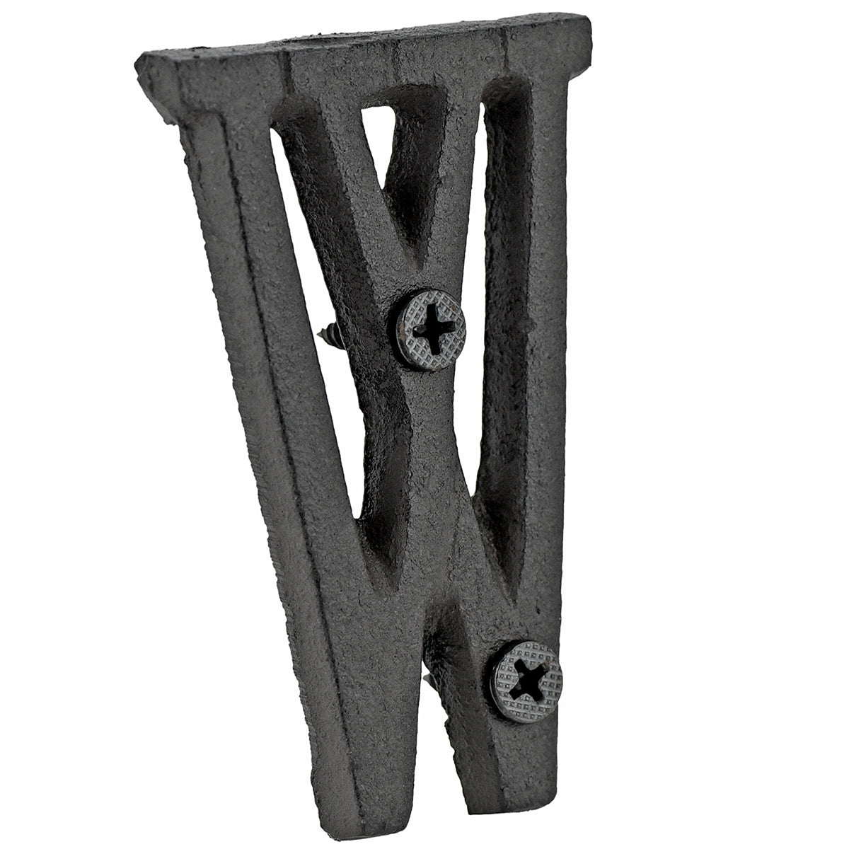 A cast iron house letter sign ‘W’ with white background 