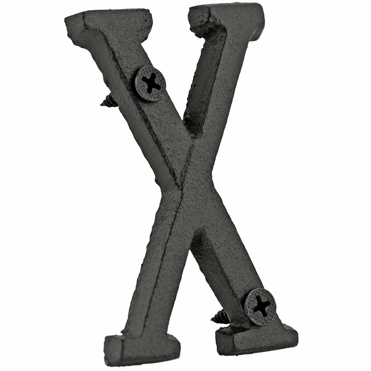 A cast iron house letter sign ‘X’ with white background 