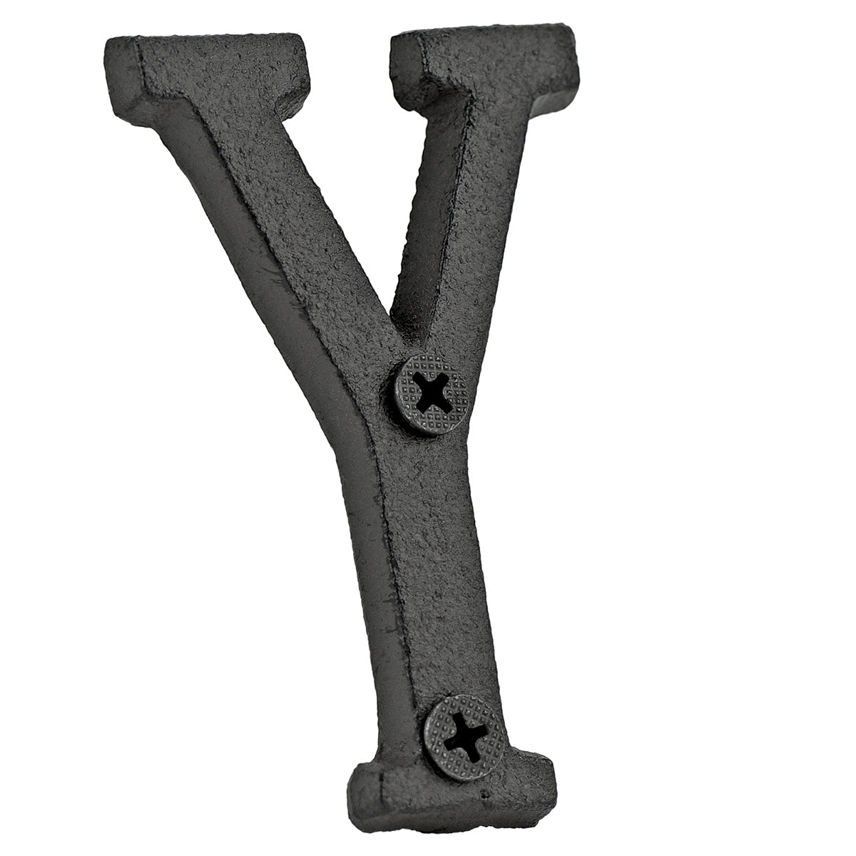 A cast iron house letter sign ‘Y’ with white background 