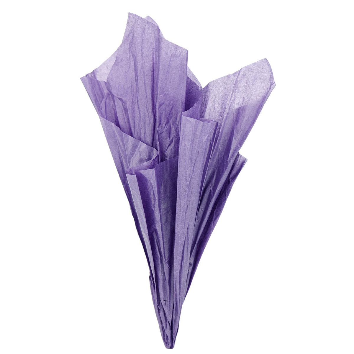 Displaying of a dark purple tissue paper in ice cream cone shape