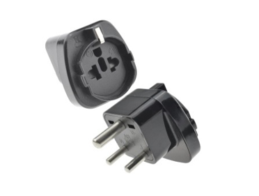 5 Travel Adapters for Traveling to India (Black) Type M from Schuko Countries