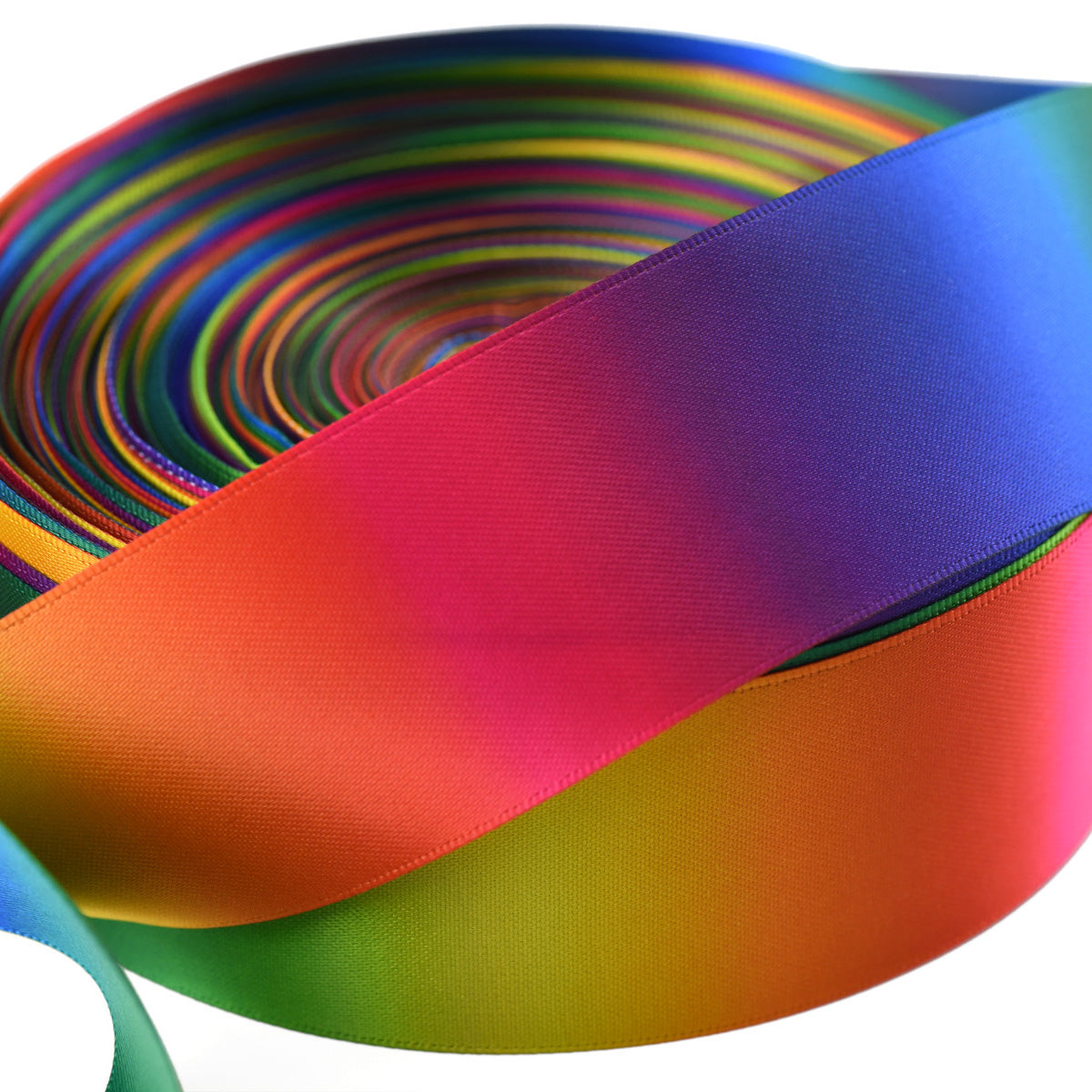 38mm [45 metres/50 Yards] Rainbow Gradient Polyester Ribbon | Party Festive Gift Wrap Scrapbooking Decoration