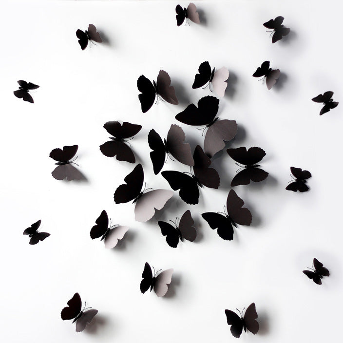 Black Butterflies Decorations with Magnet 24 Pieces