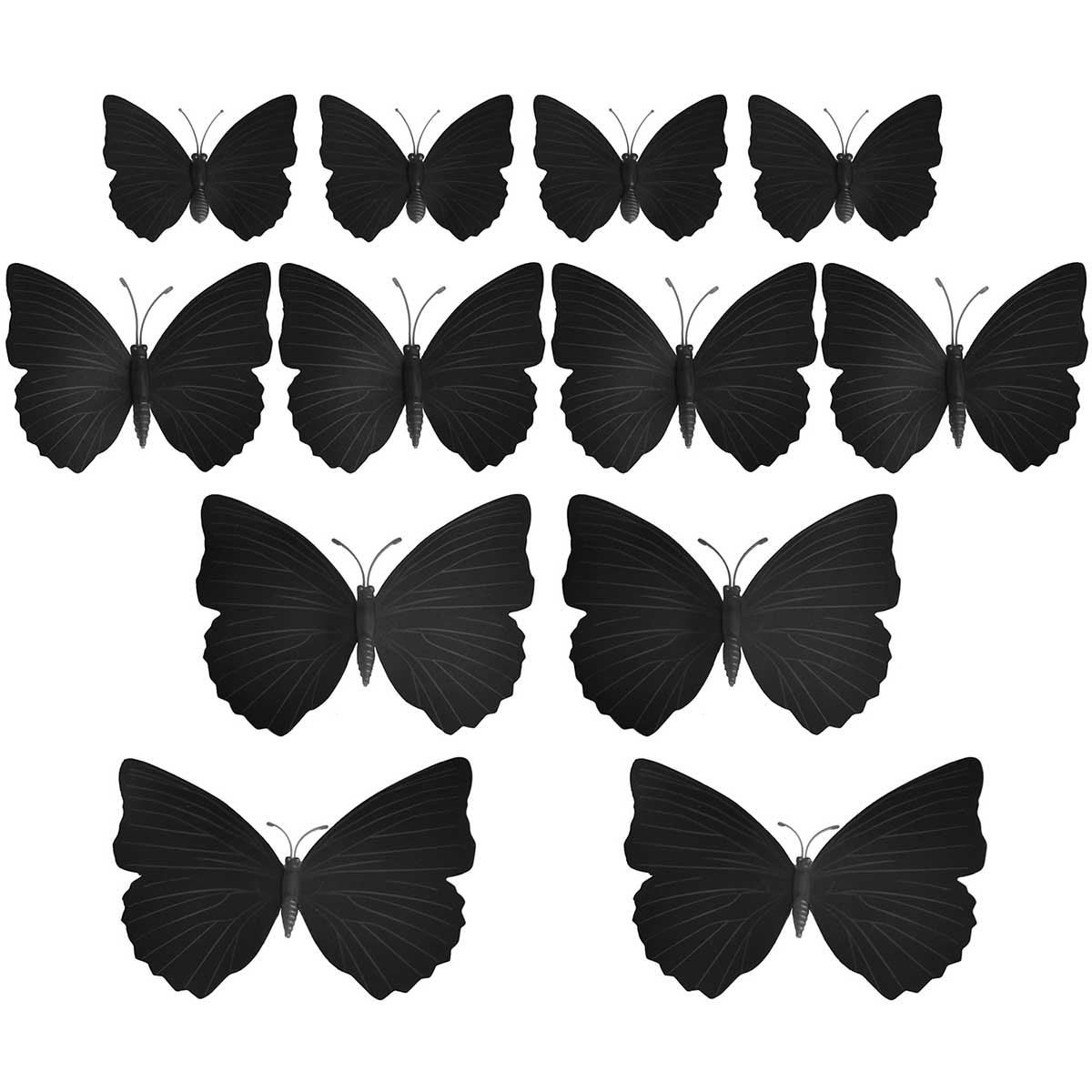 Black Butterflies Decorations with Magnet 24 Pieces