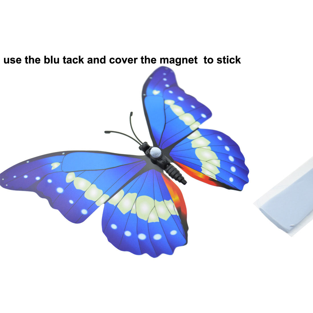 3D Effect Foldable Mixed Blue Butterflies Decorations with Magnet  Water and UV Resistant  24 Pieces