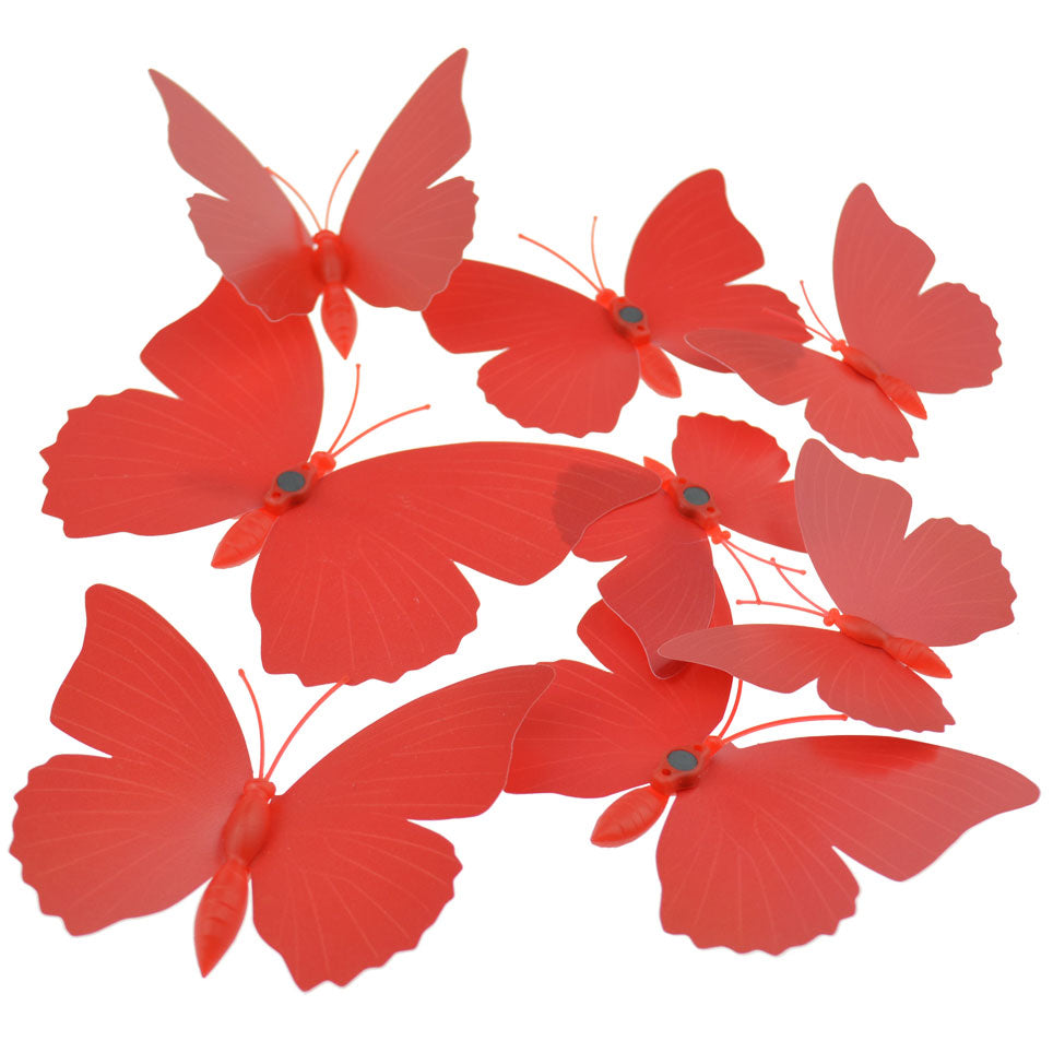 Red Butterflies Decorations with Magnet  24 Pieces