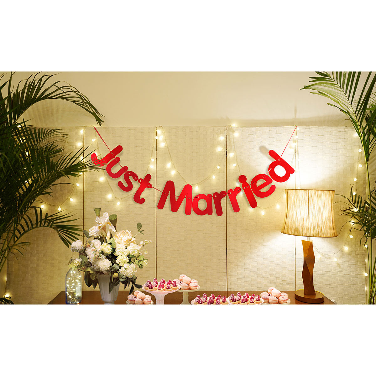 Red 'Just Married' Wedding Banner