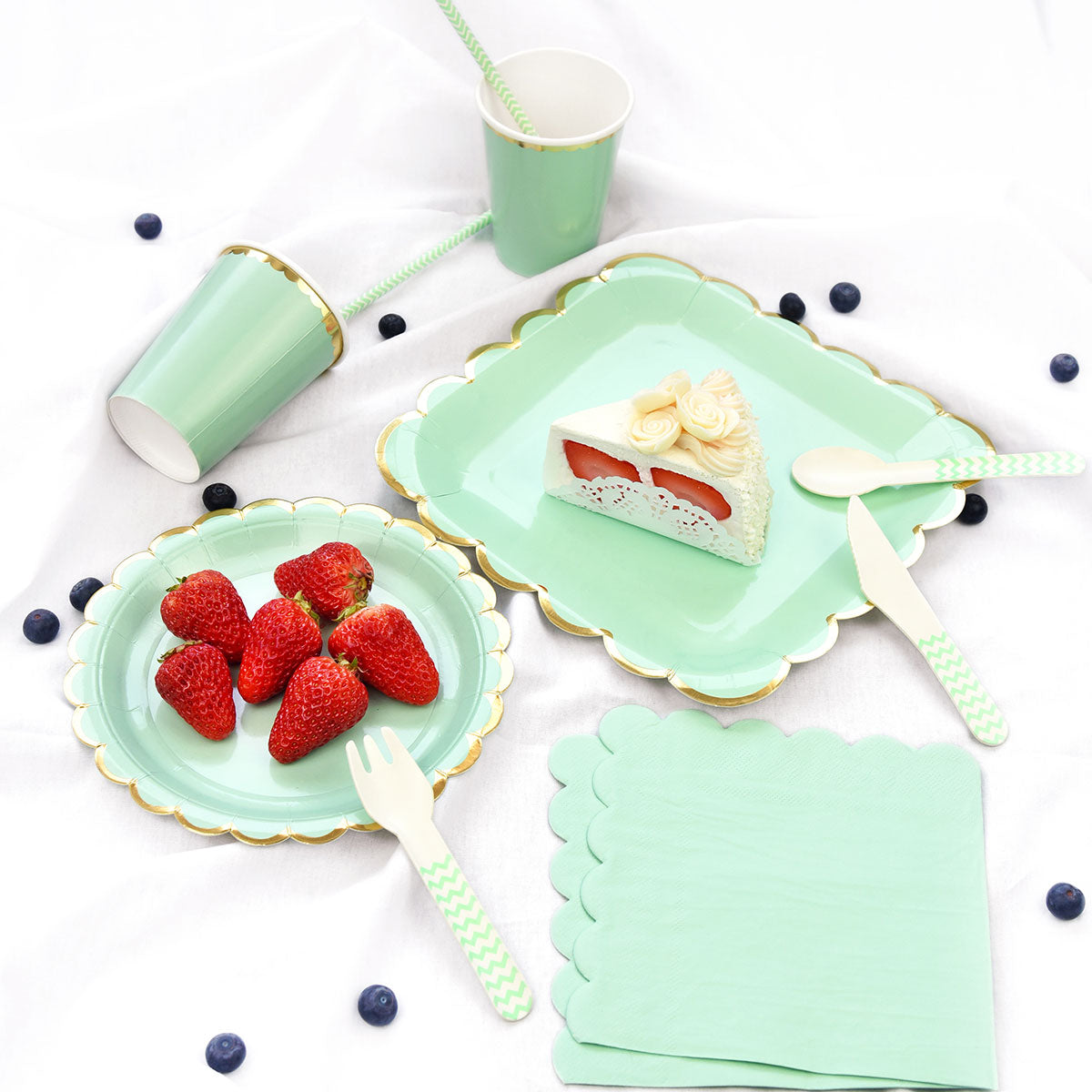 Mint Green Square Party Plates 24 Pieces