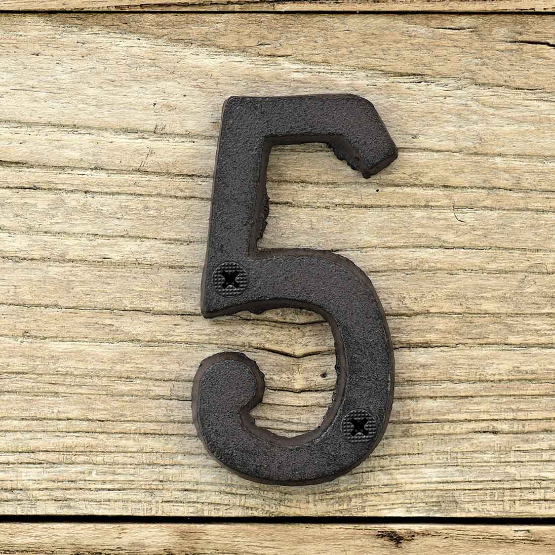 Cast Iron House Number Signs - Number 5