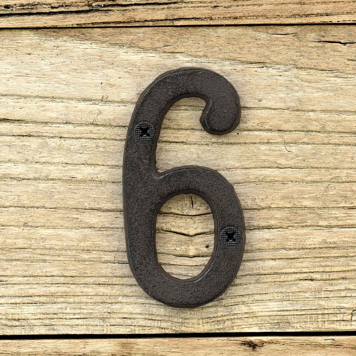 Cast Iron House Number Signs - Number 6