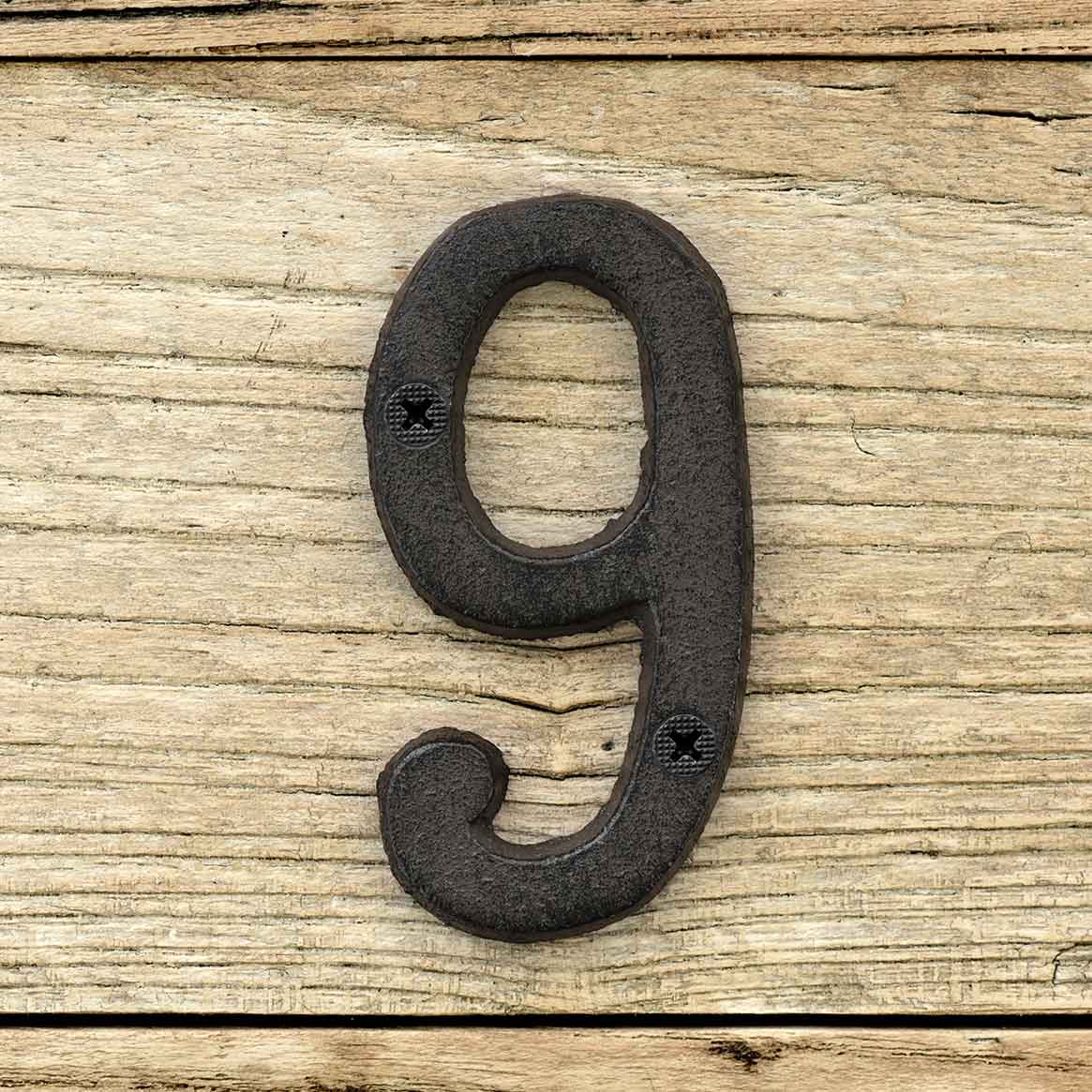 Cast Iron House Number Signs - Number 9