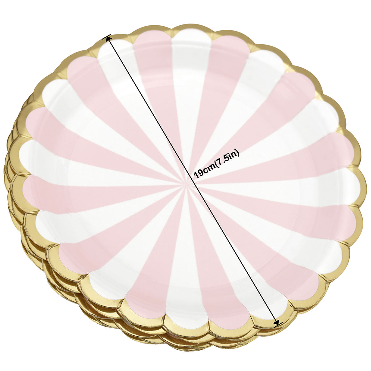 Pink and White Party Paper Plates (Small) 24 Pieces
