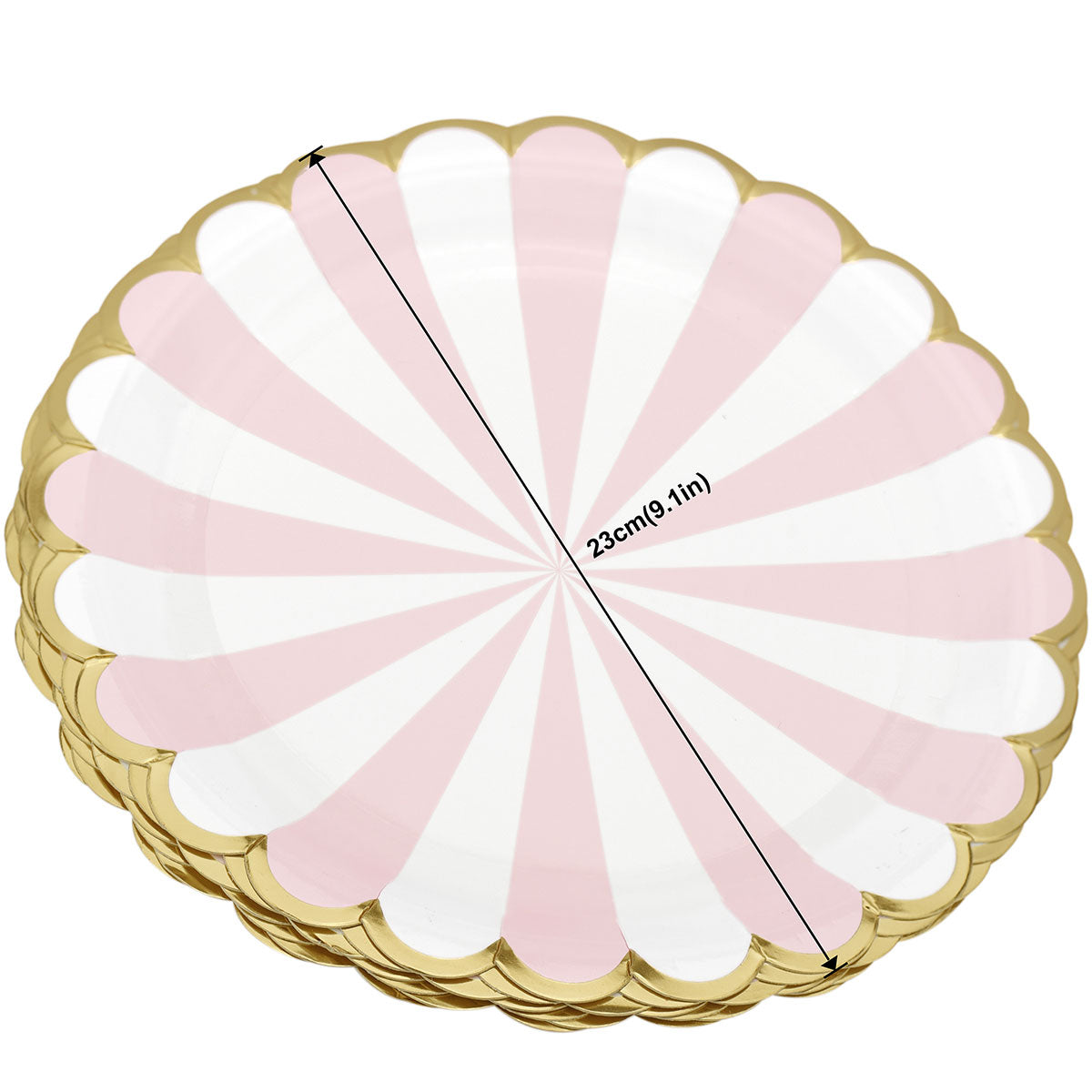 Pink and White Party Paper Plates (Large) 24 Pieces