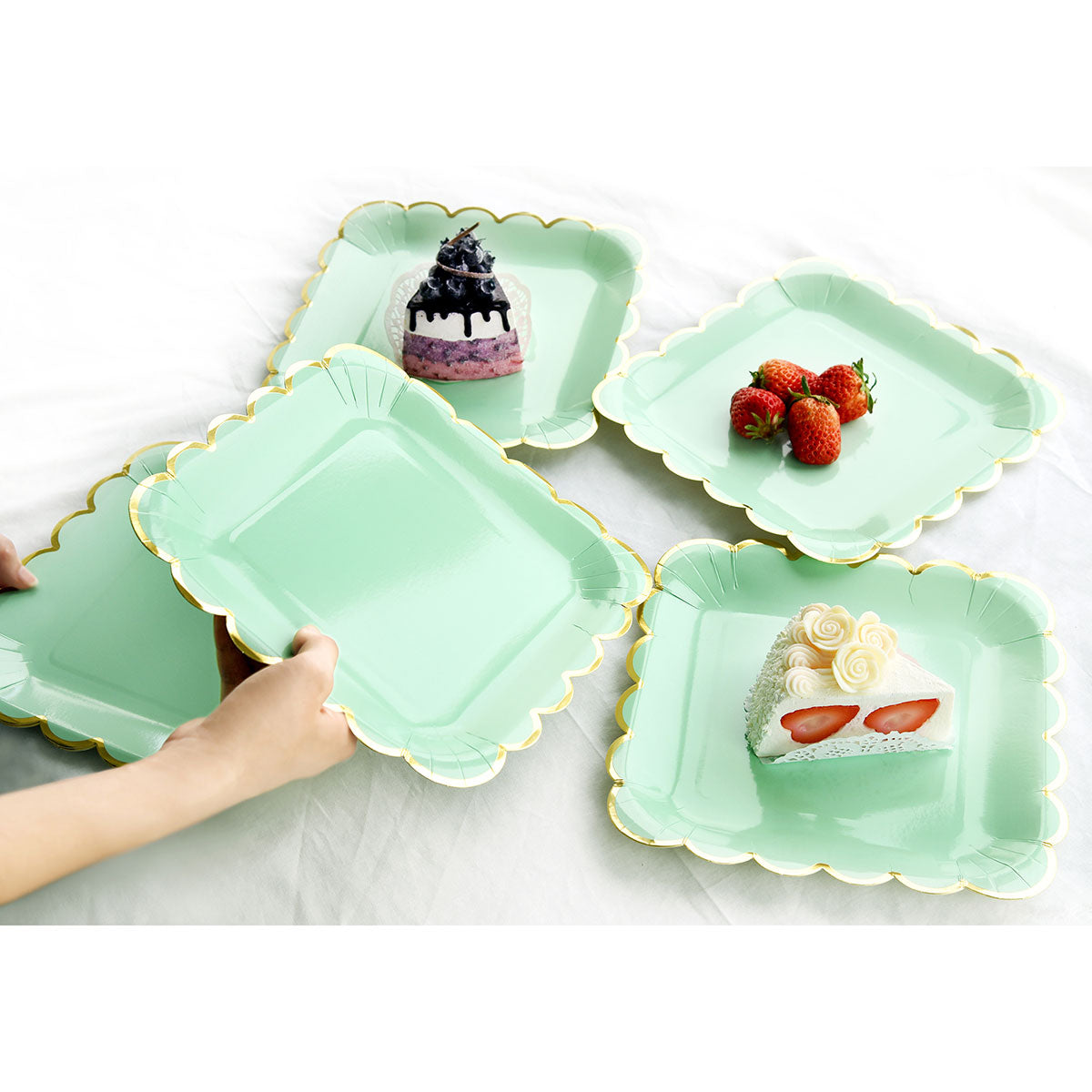 Mint Green Square Party Plates 24 Pieces