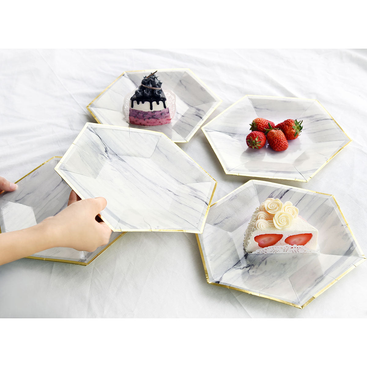 Marble Design Party Paper Plates (Small) 24 Pieces