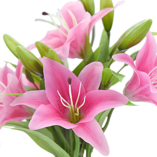 Real Touch Deep Pink Lilies Artificial Flower Bouquet 5 Stems