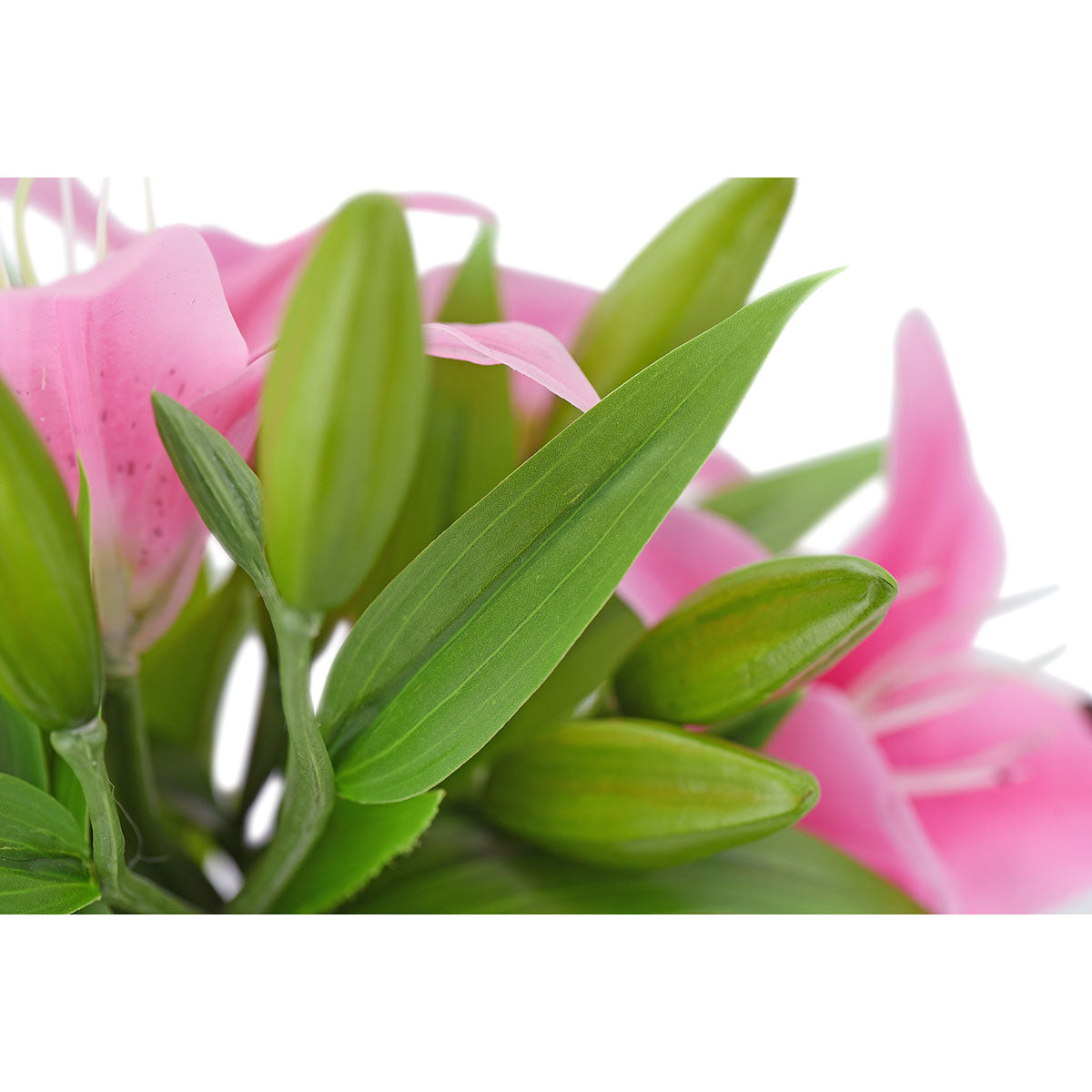 Real Touch Deep Pink Lilies Artificial Flower Bouquet 5 Stems