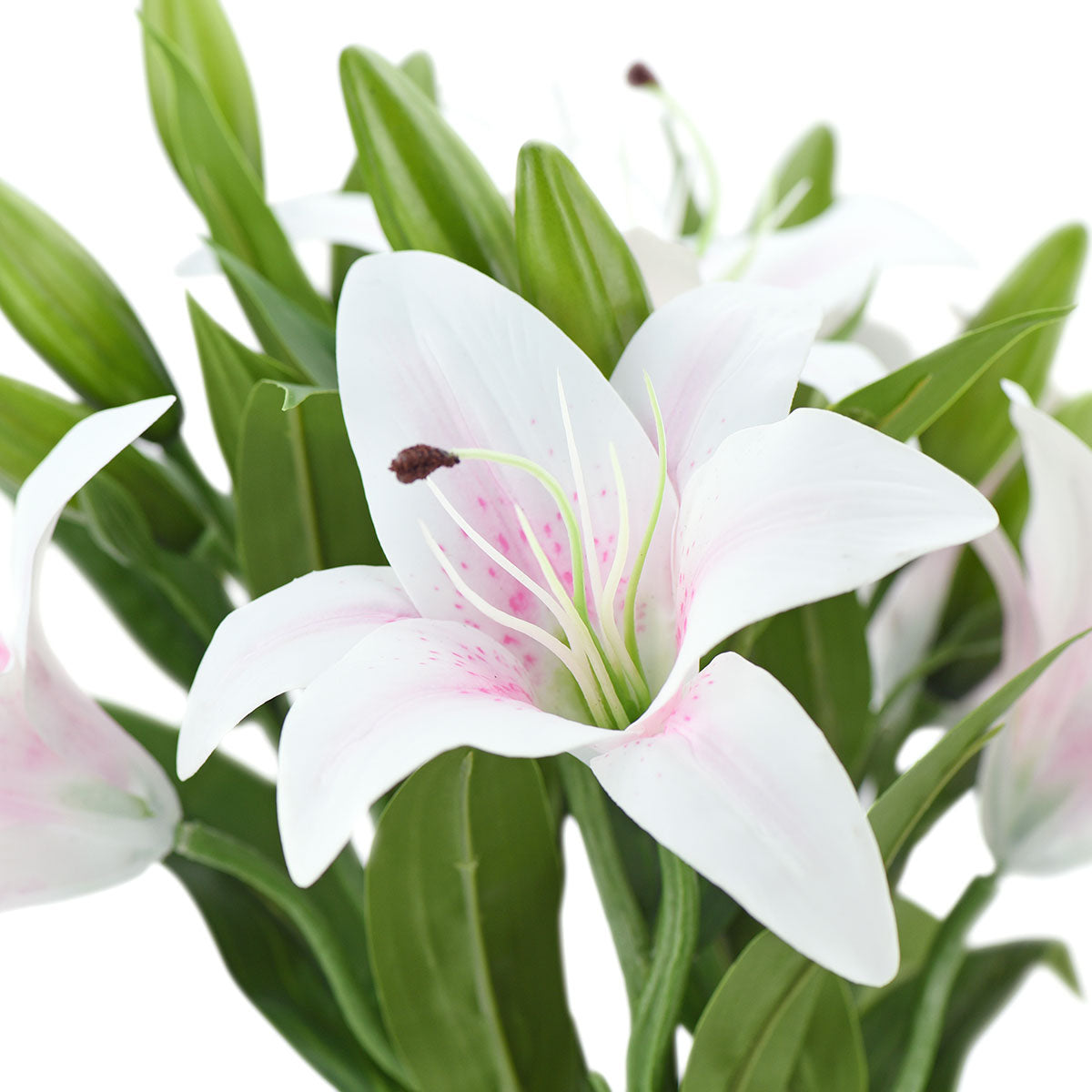 Real Touch White | Light Pink Lilies Artificial Flower Bouquet 5 Stems