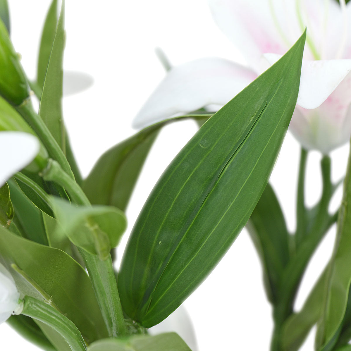 Real Touch White | Light Pink Lilies Artificial Flower Bouquet 5 Stems